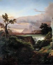 Landschaft mit Wasserfall