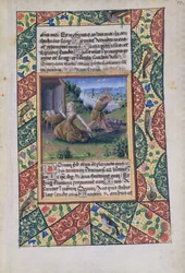 Ms Lat. Q.v.I.126 fol.15 Adam und Eva bei der Arbeit, aus dem Stundenbuch von Louis d