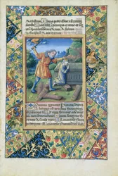 Ms Lat. Q.v.I.126 fol.19 Das Opfer Isaaks, aus dem Stundenbuch von Louis d