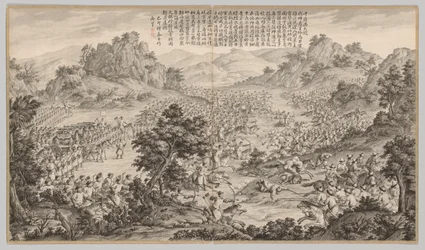 Großer Sieg bei Huerman: aus Schlachtszenen der Niederschlagung von Aufständen..., ca. 1765-1774