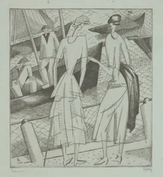 Junge Frauen am Hafen
