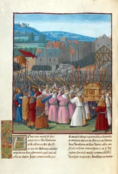 Josua und der Fall von Jericho. Illustration in Flavius Josephus "Antiquities of the Jews" - Jean Fouquet