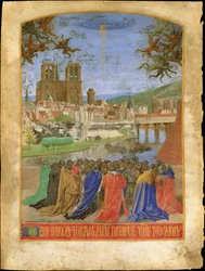 Die rechte Hand Gottes schützt die Gläubigen vor den Dämonen, ca. 1452-1460