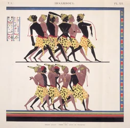 Interpretation der Fresken von Ibsambul mit Darstellungen nubischer Sklaven, aus „Monuments de l