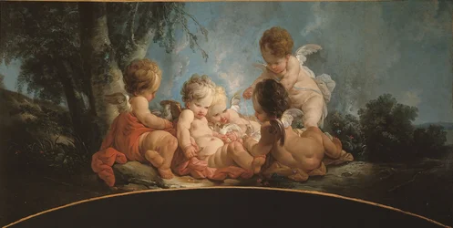 Gruppe von fünf Liebenden, die mit Tauben spielen, ca. 1761