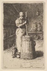 Frau beim Butterrühren, 1855-56