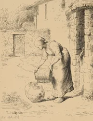 Frau leert einen Eimer, 1862