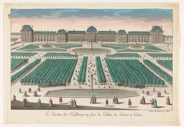 Ansicht des Jardin des Tuileries in Paris in Richtung des Palais du Louvre