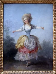 Tänzerin in Louis XVI. Gemälde von Jean Frederic Schall (1752-1825), Öl auf Leinwand, Ende des 18. Jahrhunderts. Museum der Schönen Künste von Nantes