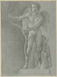 Studie nach einer Statue von Cupido, der seinen Bogen spannt