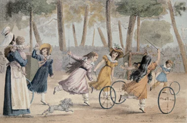 Mädchen spielen Reifen im Jardin du Luxembourg