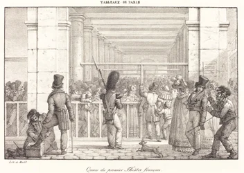 Warteschlange vor dem ersten französischen Theater