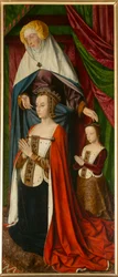 Anne de Beaujeu und ihre Tochter Suzanne, mit der heiligen Anna (Detail)