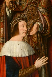 Herzog Peter II. von Bourbon (Detail). Triptychon des Meisters von Moulins