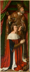 Peter II. von Bourbon mit dem heiligen Petrus, Detail. Triptychon des Meisters von Moulins