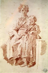 Ein junges Mädchen mit ihrer Schwester, 1774