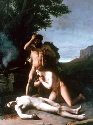 Adam und Eva finden den Körper von Abel