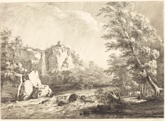 Flusslandschaft mit vorbeiziehendem Sturm