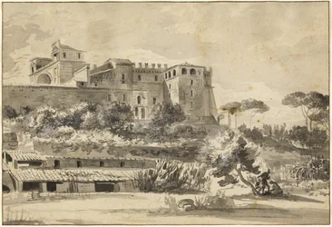 Ansicht einer italienischen Villa und Gärten (das Belvedere des Vatikans)