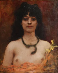 Benjamin Constant - Orientalistisches Porträt einer nackten Dame, Brustlänge