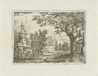 Landschaft mit rundem Turm