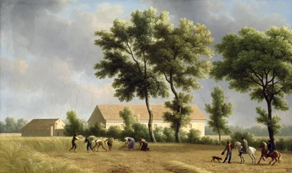 Landschaft in Ile-de-France mit Erntearbeitern, 1802