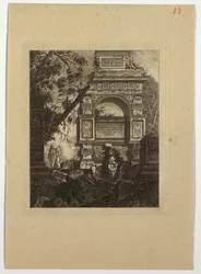 Frontispiz, Vasi-Erfindung, aus "Collection de divers sujets de vases, tombeaux, ruines et fontaines, utile aux artistes..."