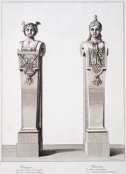 Büsten von Merkur und Minerva von Louis Lerambert in Versailles, 1674