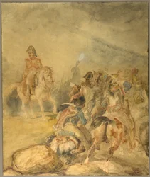 General des Ersten Kaiserreichs gibt seiner Kavallerie den Befehl zum Angriff