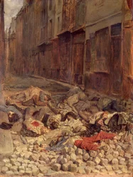 Barrikade in der Rue de la Mortellerie, Juni 1848 (Erinnerung an den Bürgerkrieg) 1849