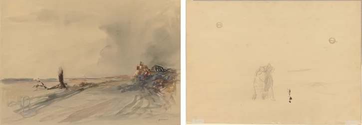 Verwüstetes Land (recto); Figuren in einer Landschaft (verso)