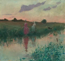 Die Frau des Künstlers beim Angeln, 1896