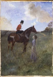 Frau zu Pferd und Schäferin