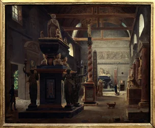 Die Einführungs-Halle des Musée des Monuments Français im Kloster der Petites Augustins, Rue Bonaparte in Paris