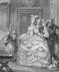 Die Hofdame der Königin, graviert von P.A. Martini (1739-97)