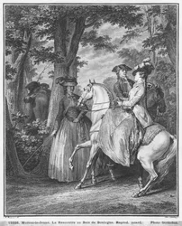 Das Treffen im Bois de Boulogne, graviert von Heinrich Guttenberg (1749-1818) um 1777