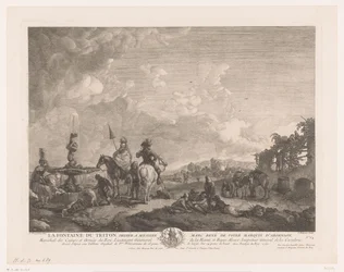 Landschaft mit Figuren bei einem Brunnen (Drucke nach Gemälden von Philips Wouwerman)