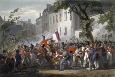 Die 5. Linie fraternisiert mit den Menschen, Boulevard des Italiens, am 29. Juli