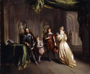 König Karl nimmt Abschied von seinen Kindern, um 1721
