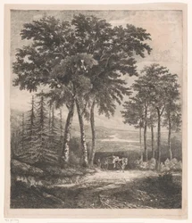 Landschaft mit Pferdewagen