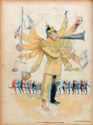 Wilhelm II. (1859-1941) (Kaiser Wilhelm II. deutscher Kaiser und König von Preußen) - der Mannorchester des europäischen Konzerts - Karikatur in „Le Rire“ vom 26. November 1898 - Karikatur von Jean Veber (1864-1928)