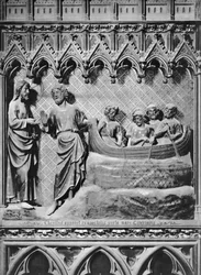 Kathedrale, Innenraum, Chorschranke, Jesus Christus erscheint am See Tiberias, der wunderbare Fischfang, ca. 1340-51