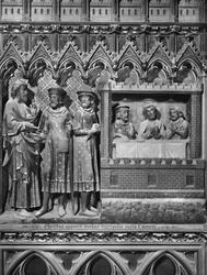 Kathedrale, Innenraum, Chorschranke, Jesus Christus erscheint zwei Jüngern auf dem Weg nach Emmaus, das Abendmahl in Emmaus, ca. 1340-51
