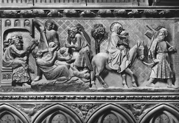 Kathedrale, Innenraum, Lettner, Kindermord von Bethlehem und Flucht nach Ägypten, ca. 1340-51