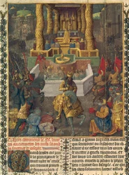Ms NAF 21013, fol.1v Eroberung Jerusalems durch Herodes 36 v. Chr., Illustration aus Buch 2 der 