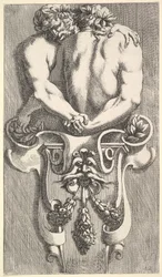 Entwurf für einen Abschluss mit zwei umarmenden Satyrn, aus: Curieuses recherches de plusieurs beaus, 1645