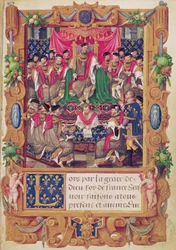 Henri II. leitet ein Kapiteltreffen des französischen Ritterordens Saint-Michel