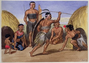 Zulus tanzen in London, 1853