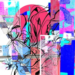 Abstrakte pink-blaue Blüte