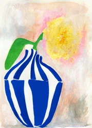 Gelbe Blüte gestreifte Vase